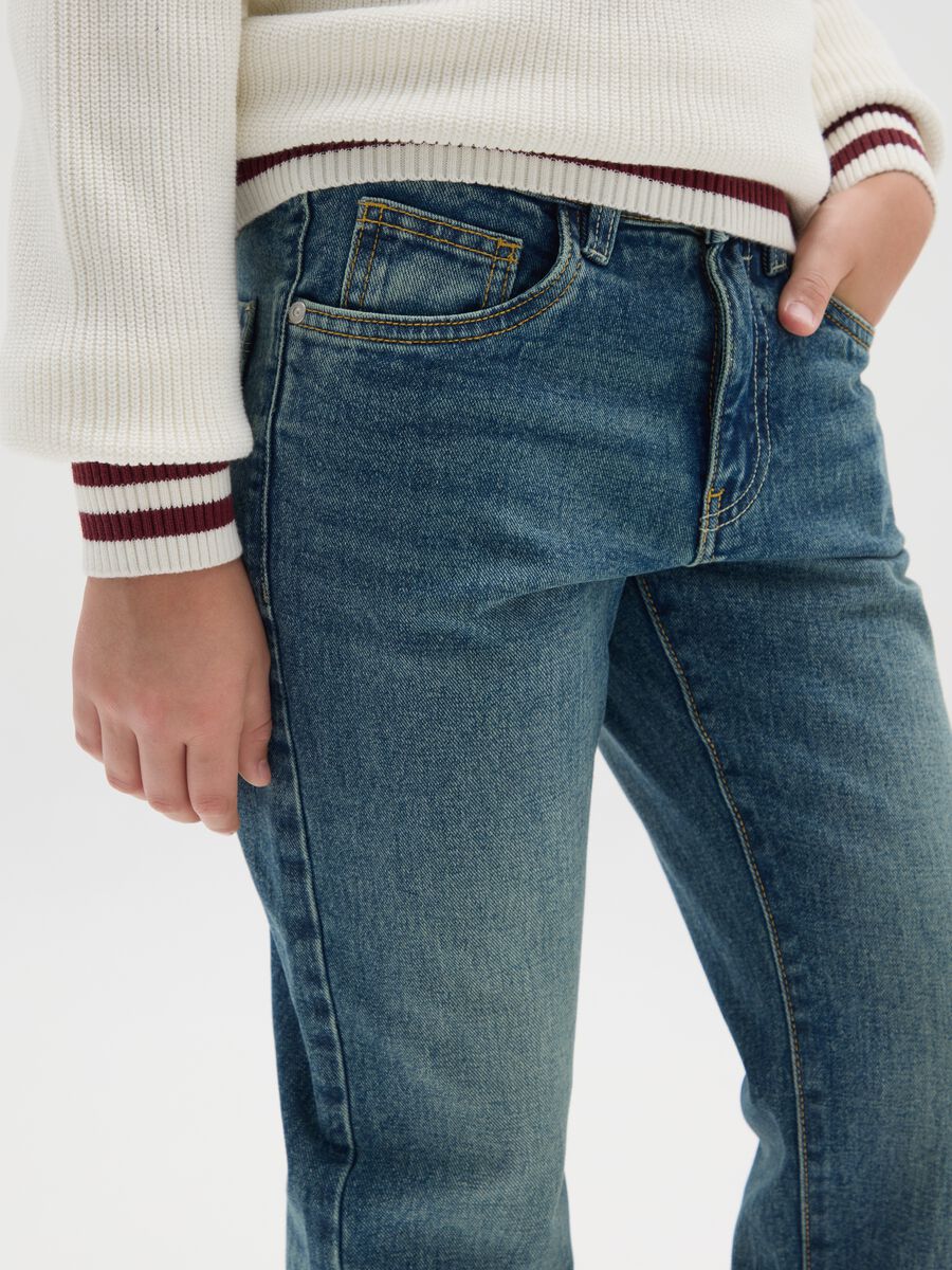 Jeans da ragazzo in puro cotone blu regular fit_3