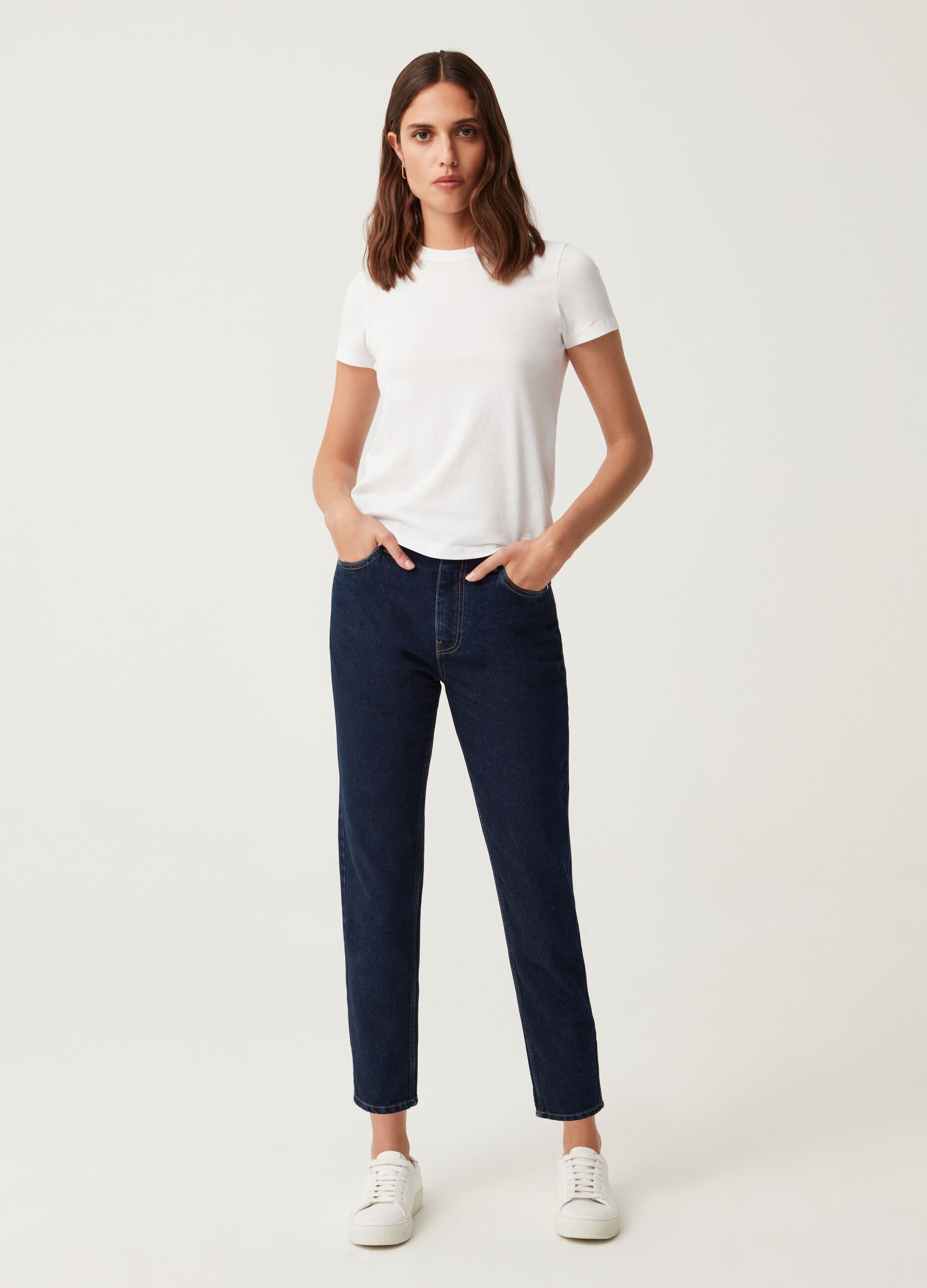 Jeans mom fit in cotone_0