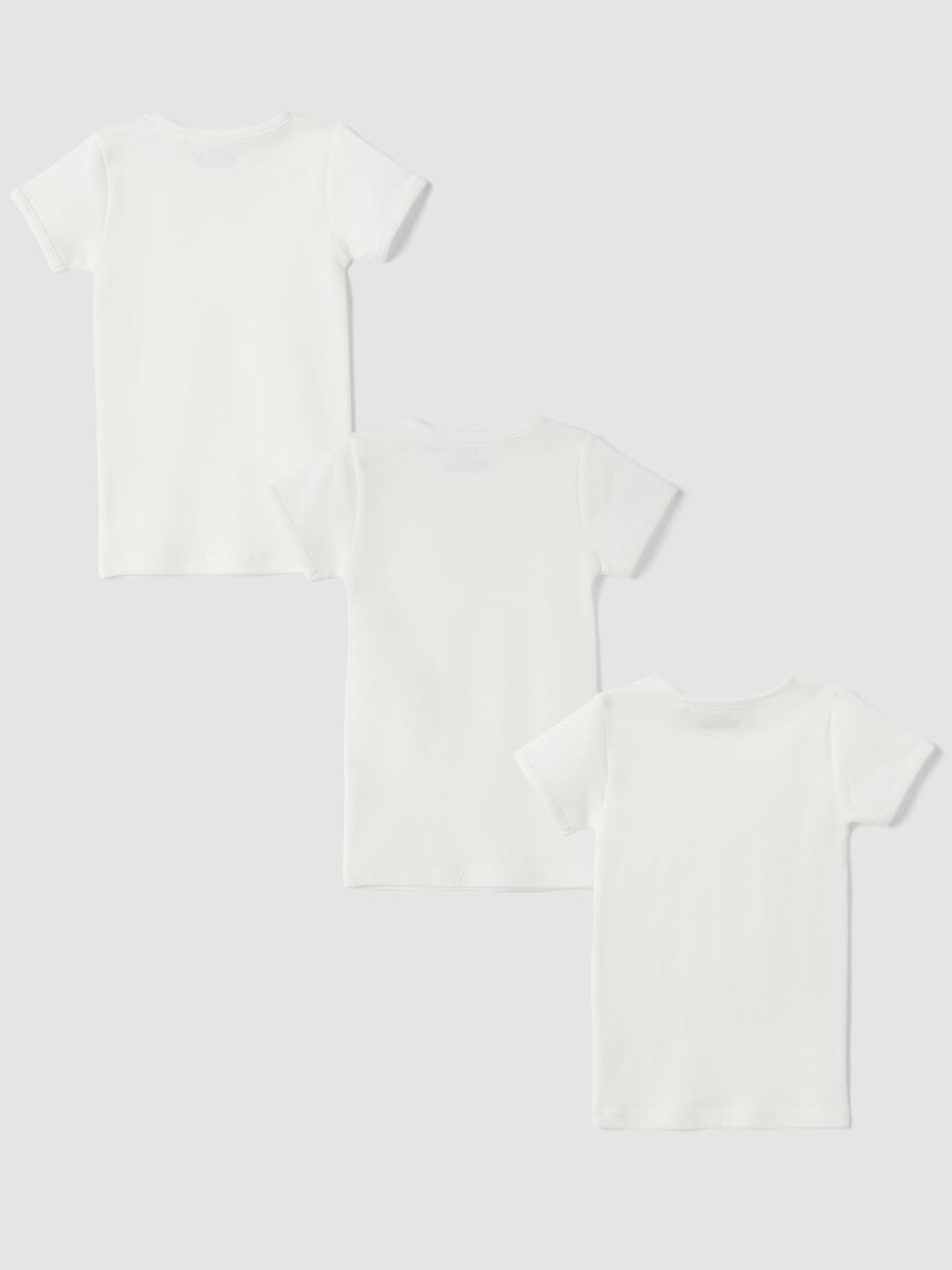 Tripack di magliette intime bianche in puro cotone organico girocollo_1