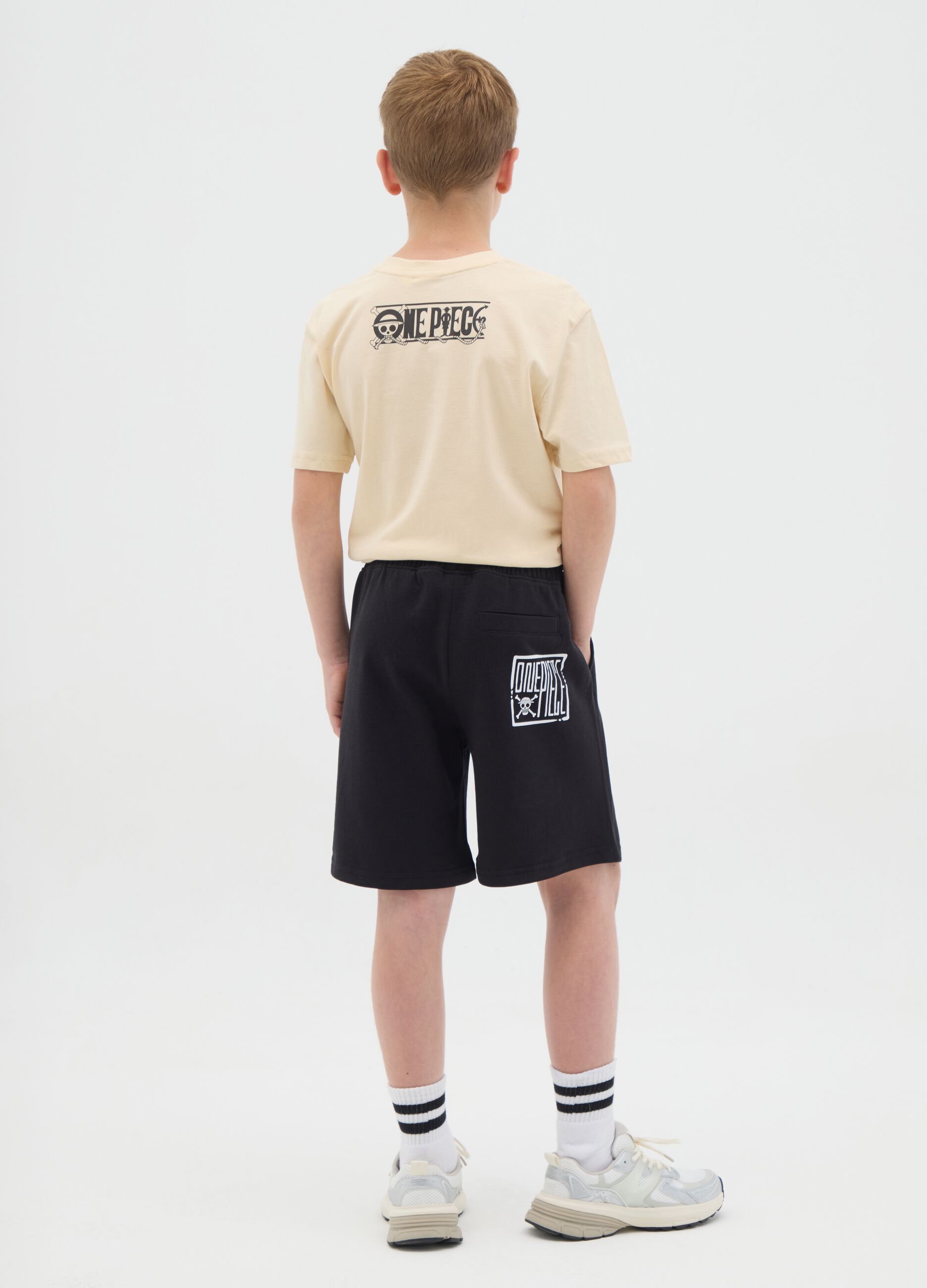 Boys' Black Pure Cotton Shorts with Print