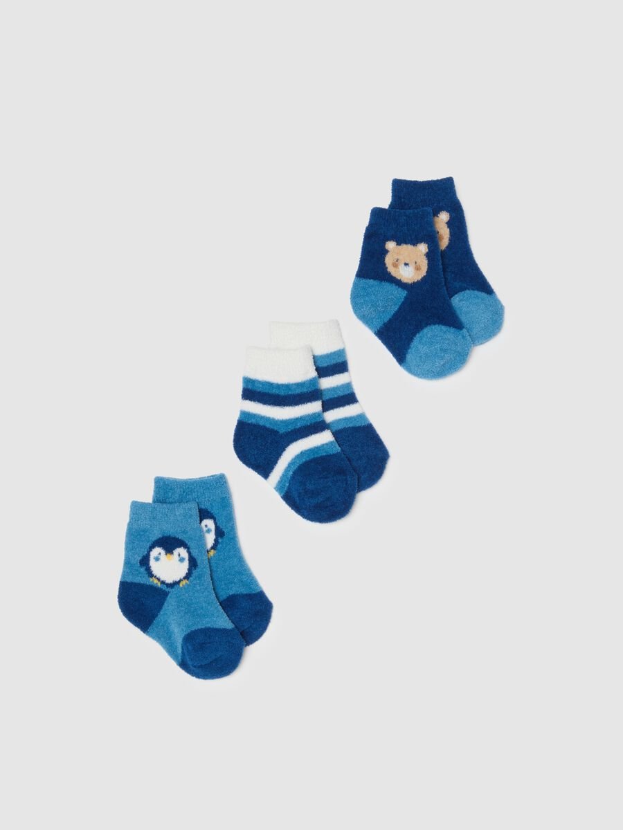 Tripack of short blue coral fleece socks_0