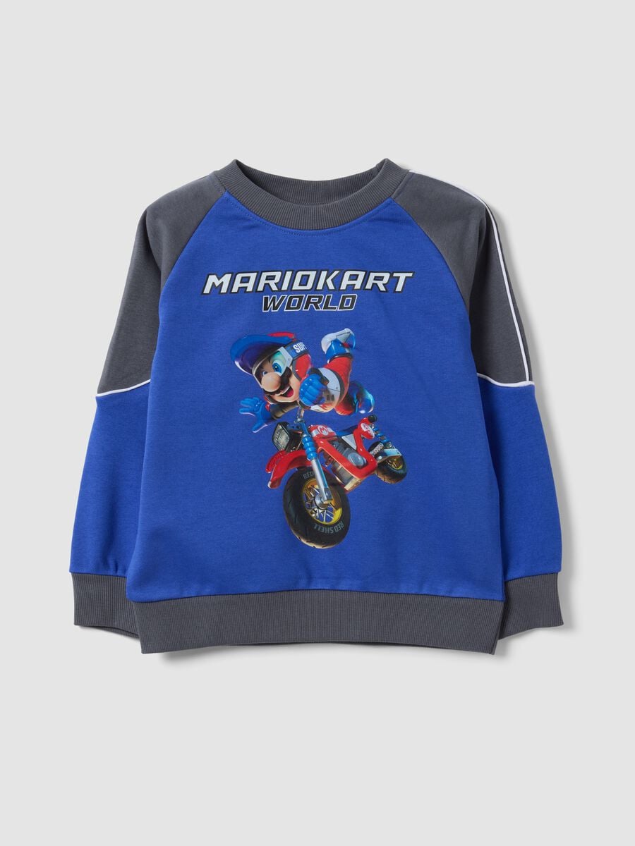 Felpa blu in misto cotone con stampa Mario Kart over fit_0