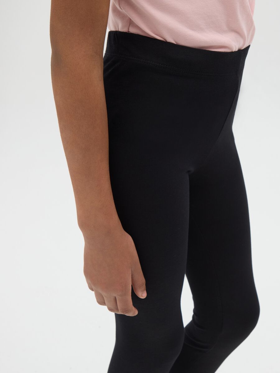 Black stretch cotton leggings for girls by OVS Kids_2