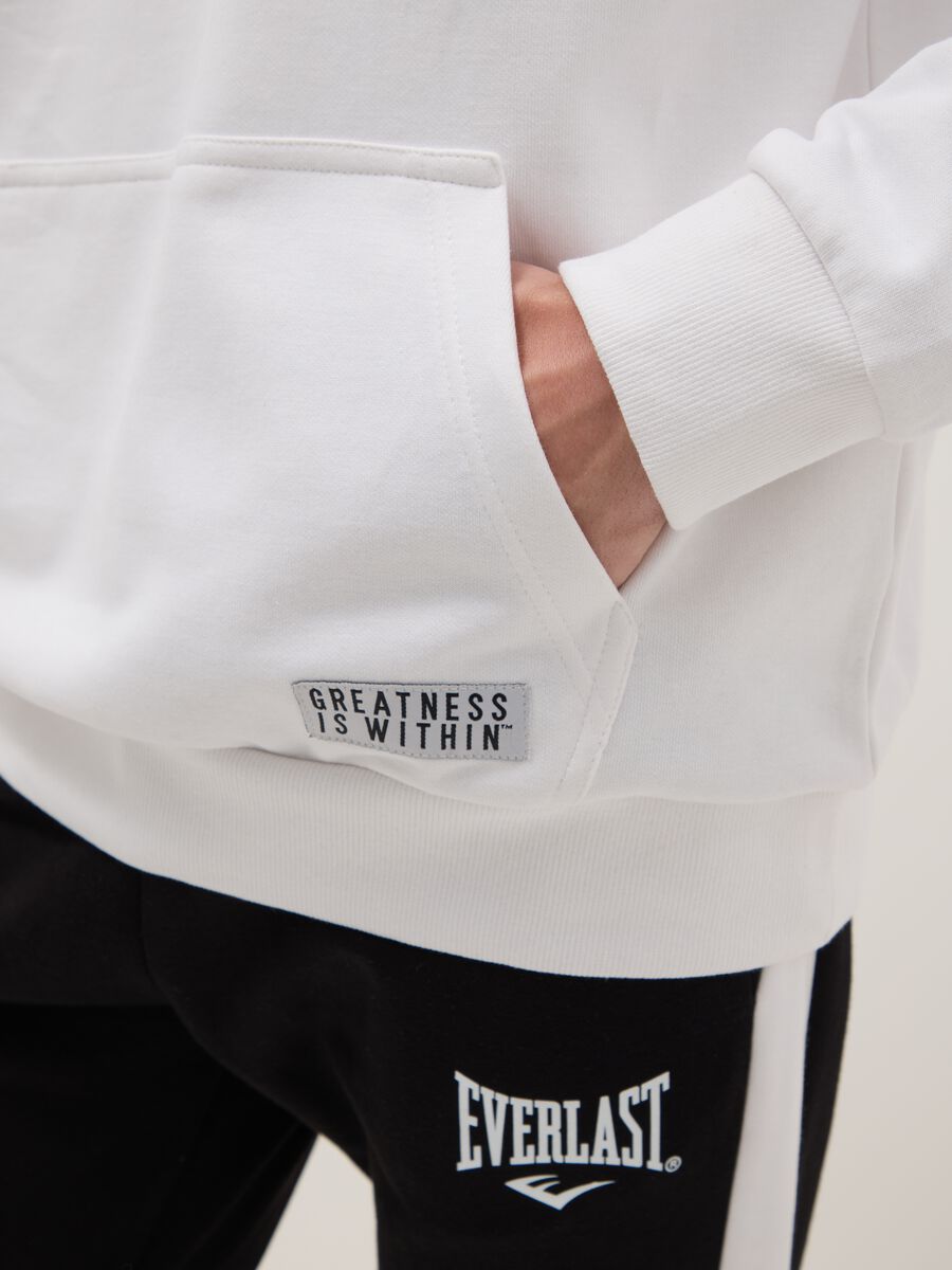 White regular fit cotton blend hoodie with Everlast logo_3