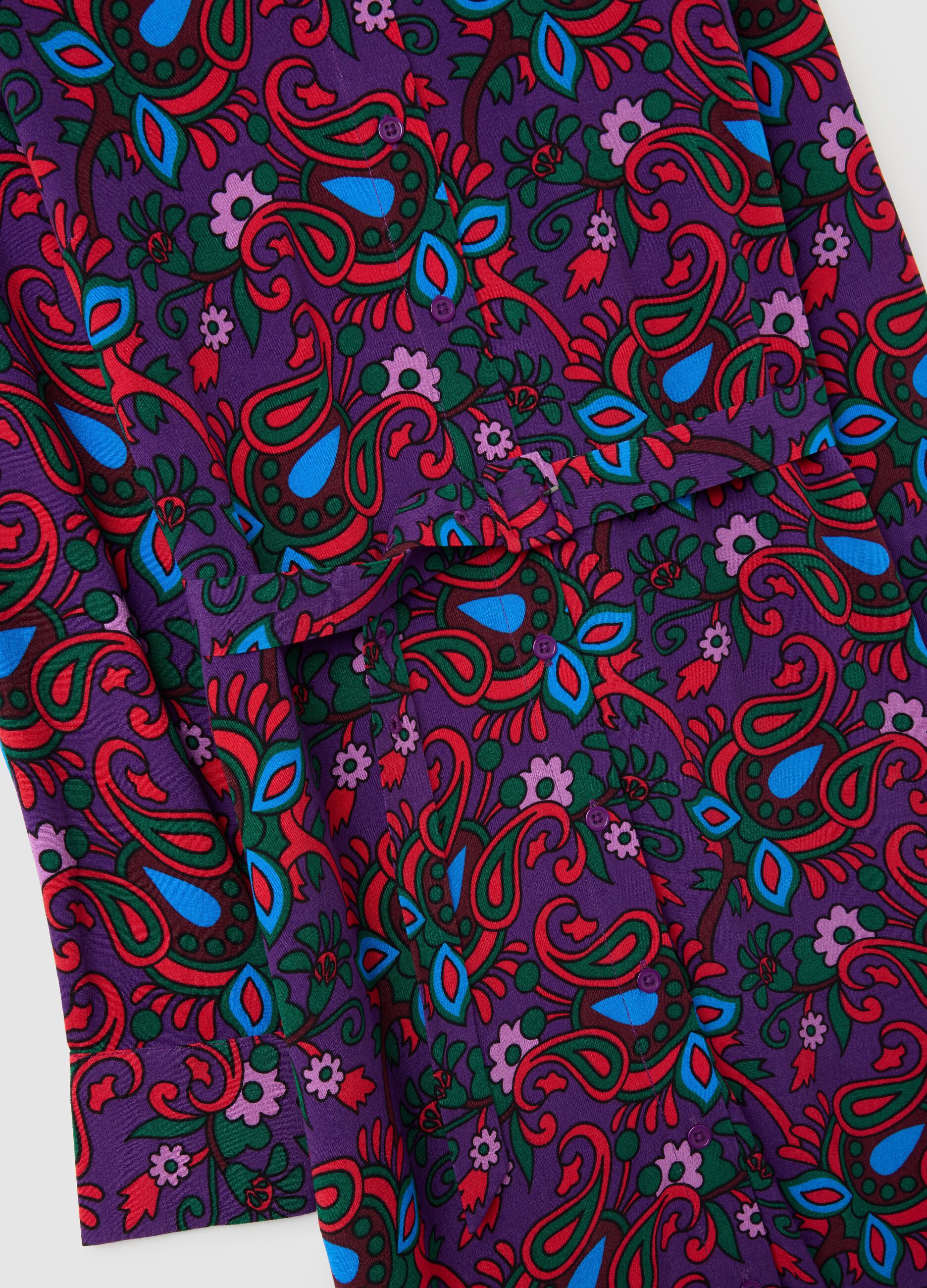 Multicolour dress with long sleeves and buttons