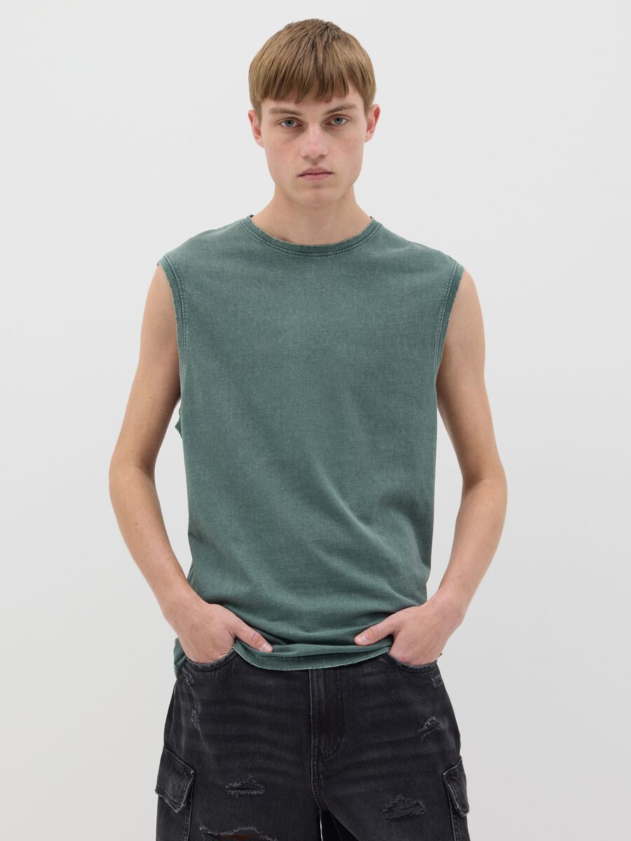 Cotton racerback vest with round neck_0