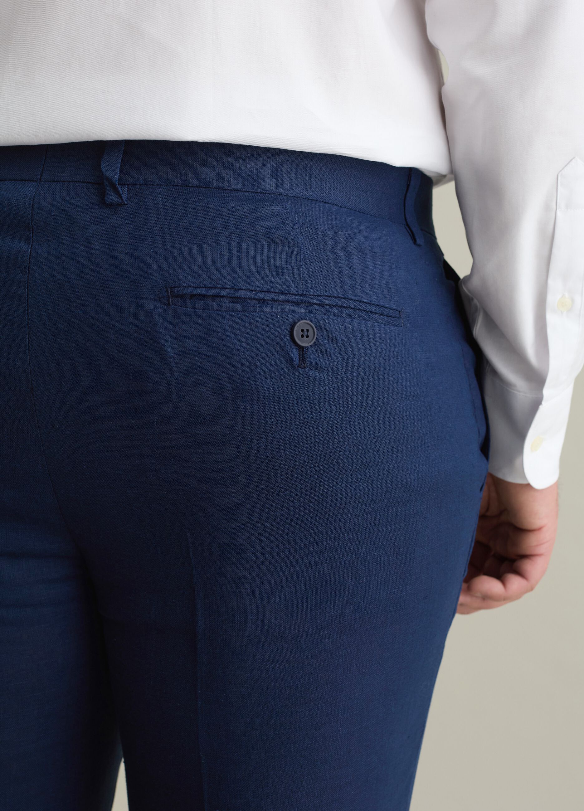 Pantaloni da uomo in lino blu regular fit