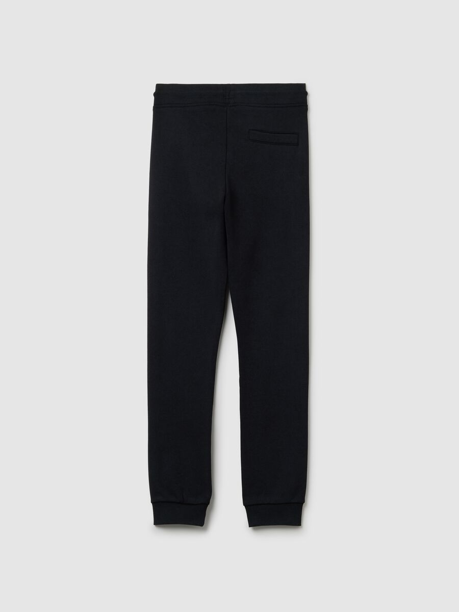 Kids' black regular fit cotton blend trousers with NFL logo_1