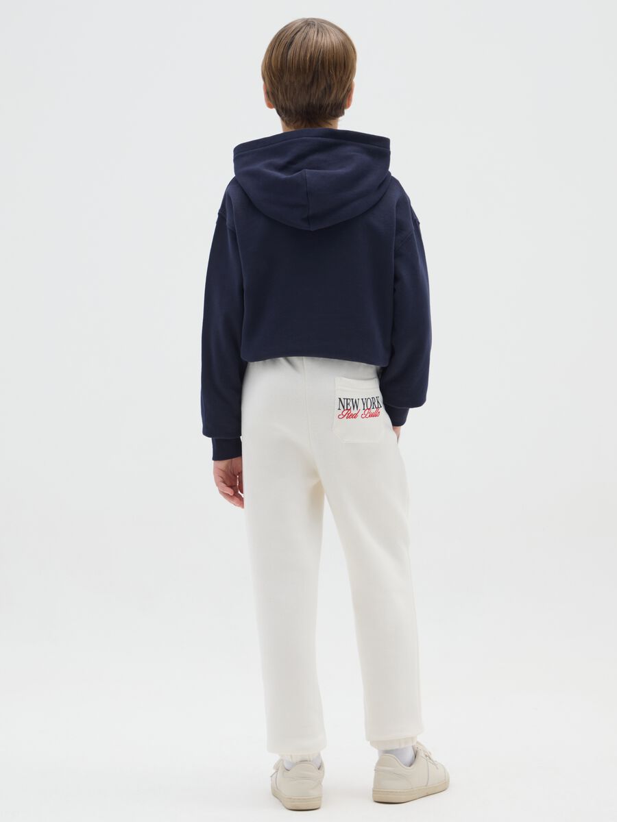 Pantaloni da bambino in misto cotone bianchi regular fit con stampa_1