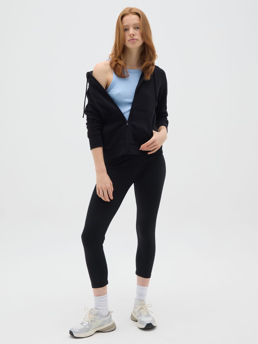 Women's black stretch cotton leggings regular fit_0