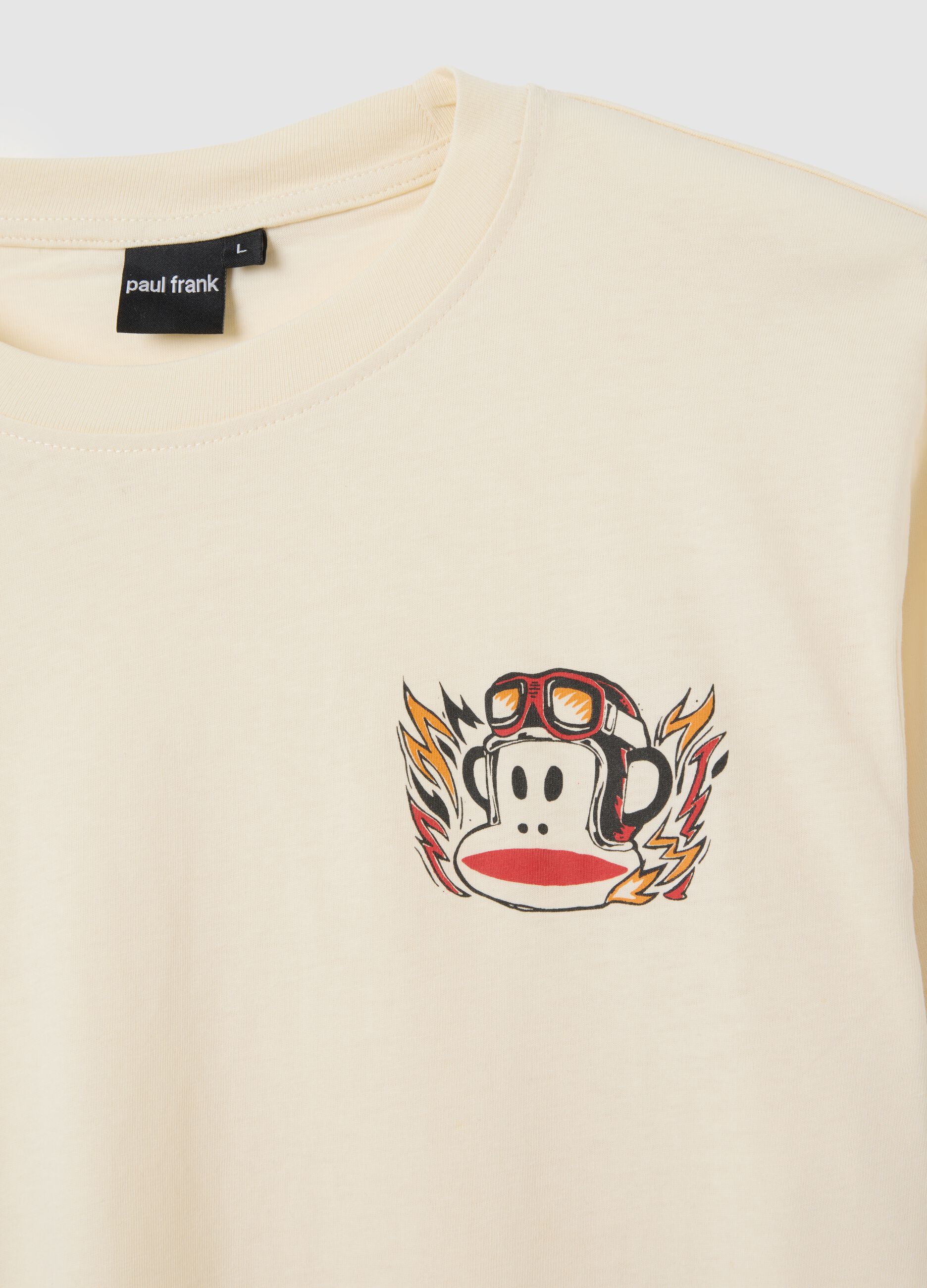 Beige short sleeve T-shirt in pure cotton regular fit