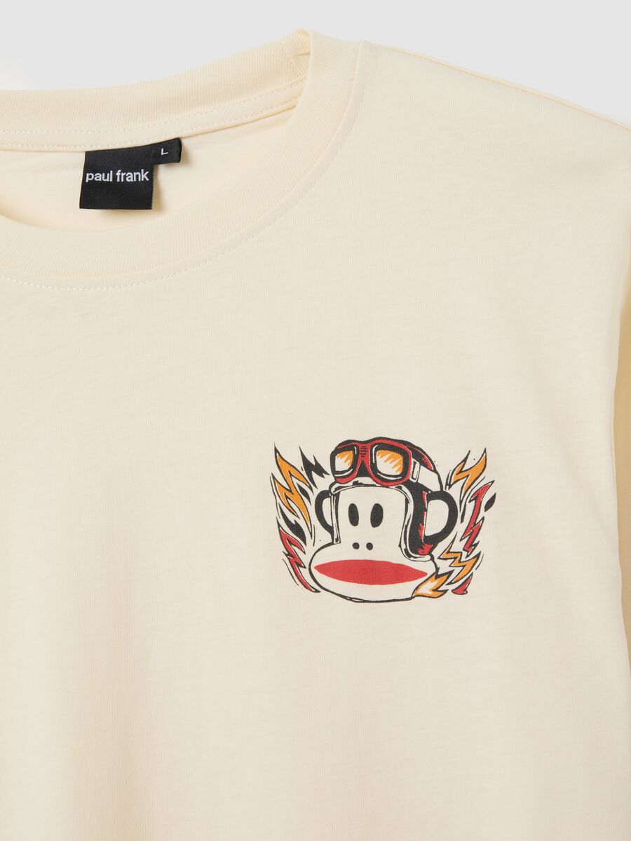 Beige short sleeve T-shirt in pure cotton regular fit_5