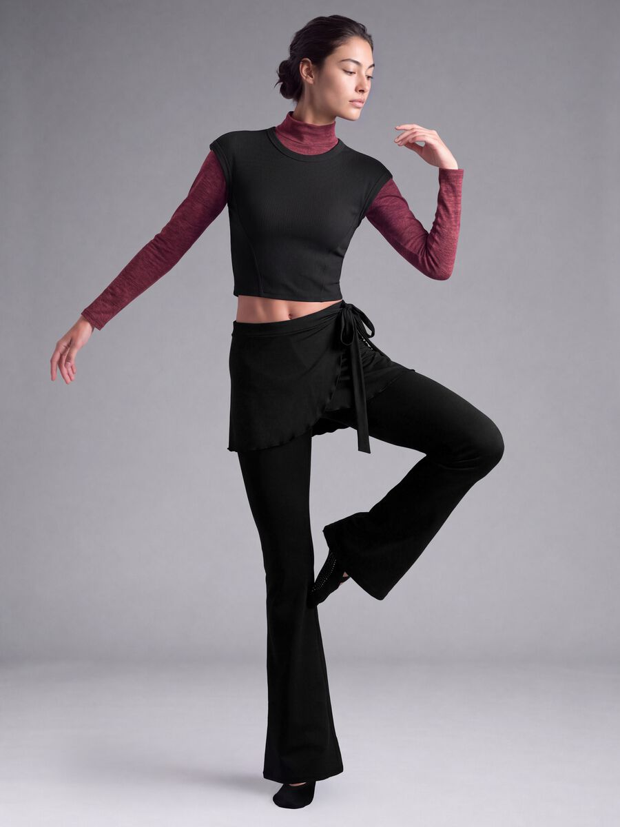 Black flared leggings in breathable stretch fabric ALTAVIA STUDIO_4