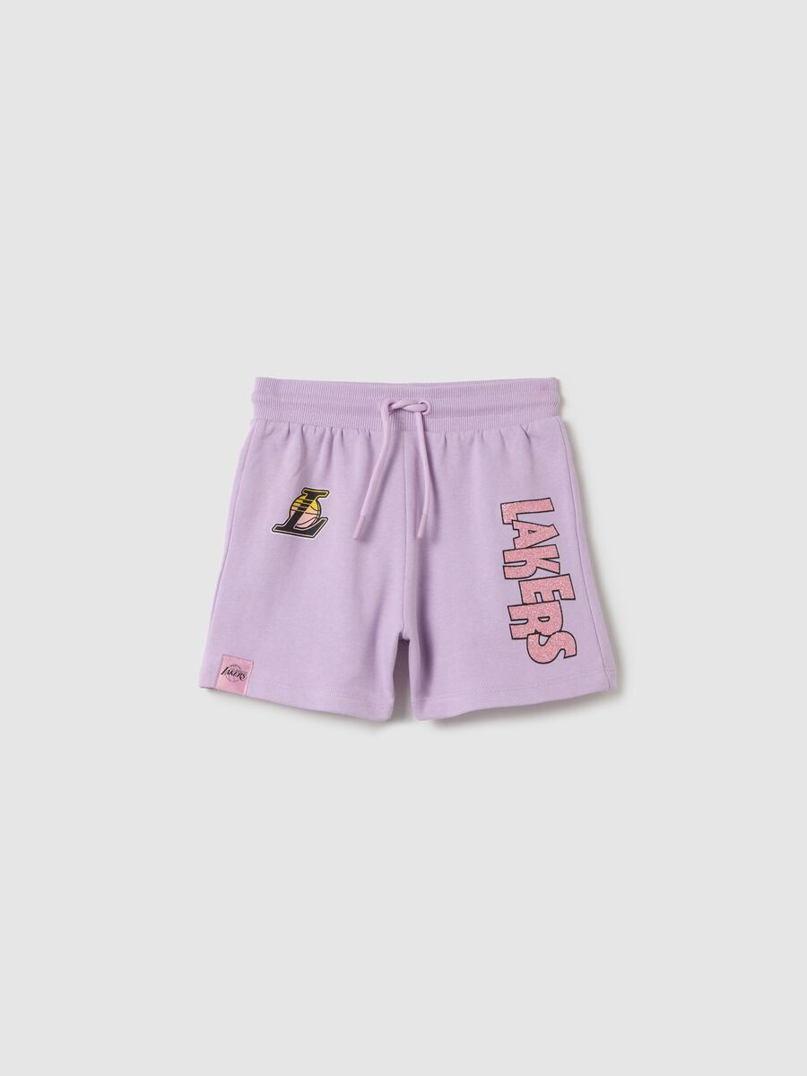 Purple NBA Los Angeles Lakers shorts in cotton with hood_0