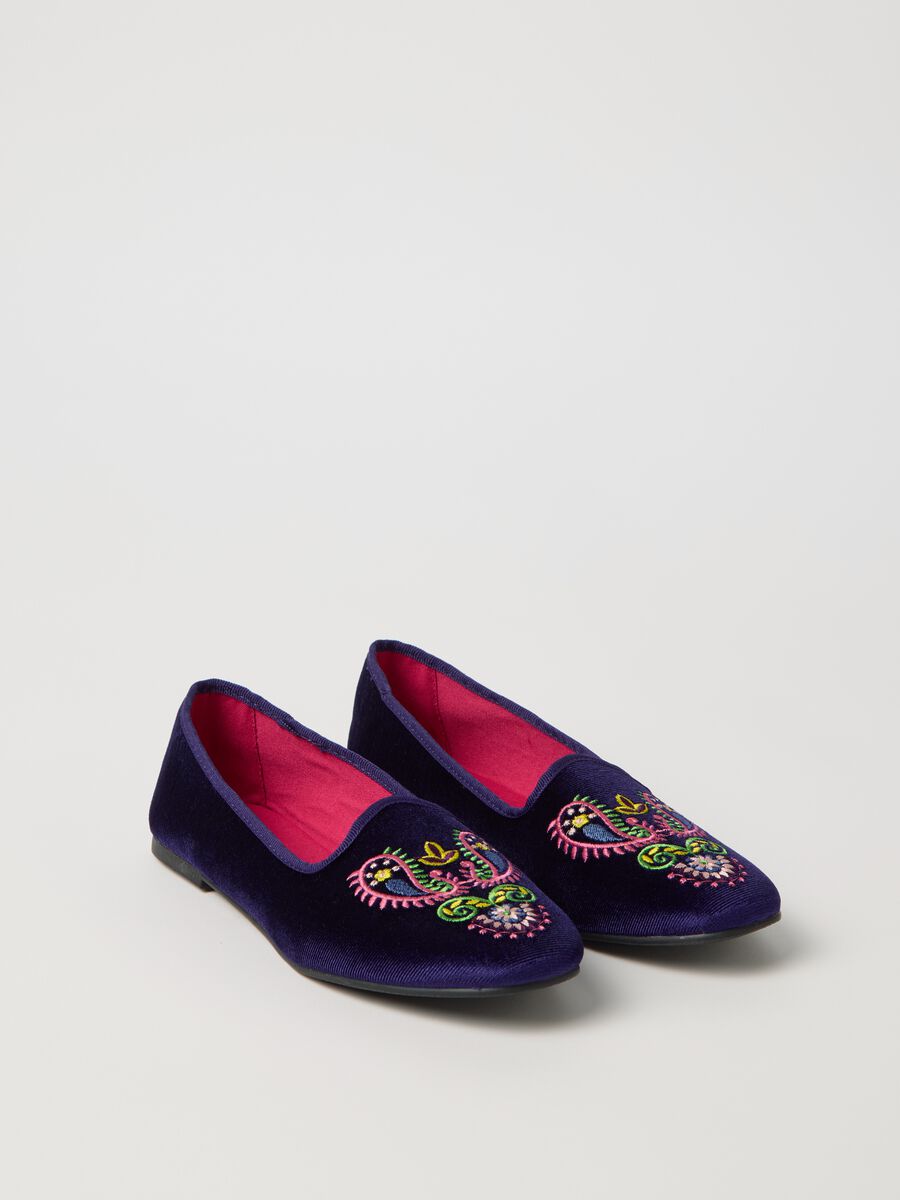 Velvet slipper shoes with embroidery_1