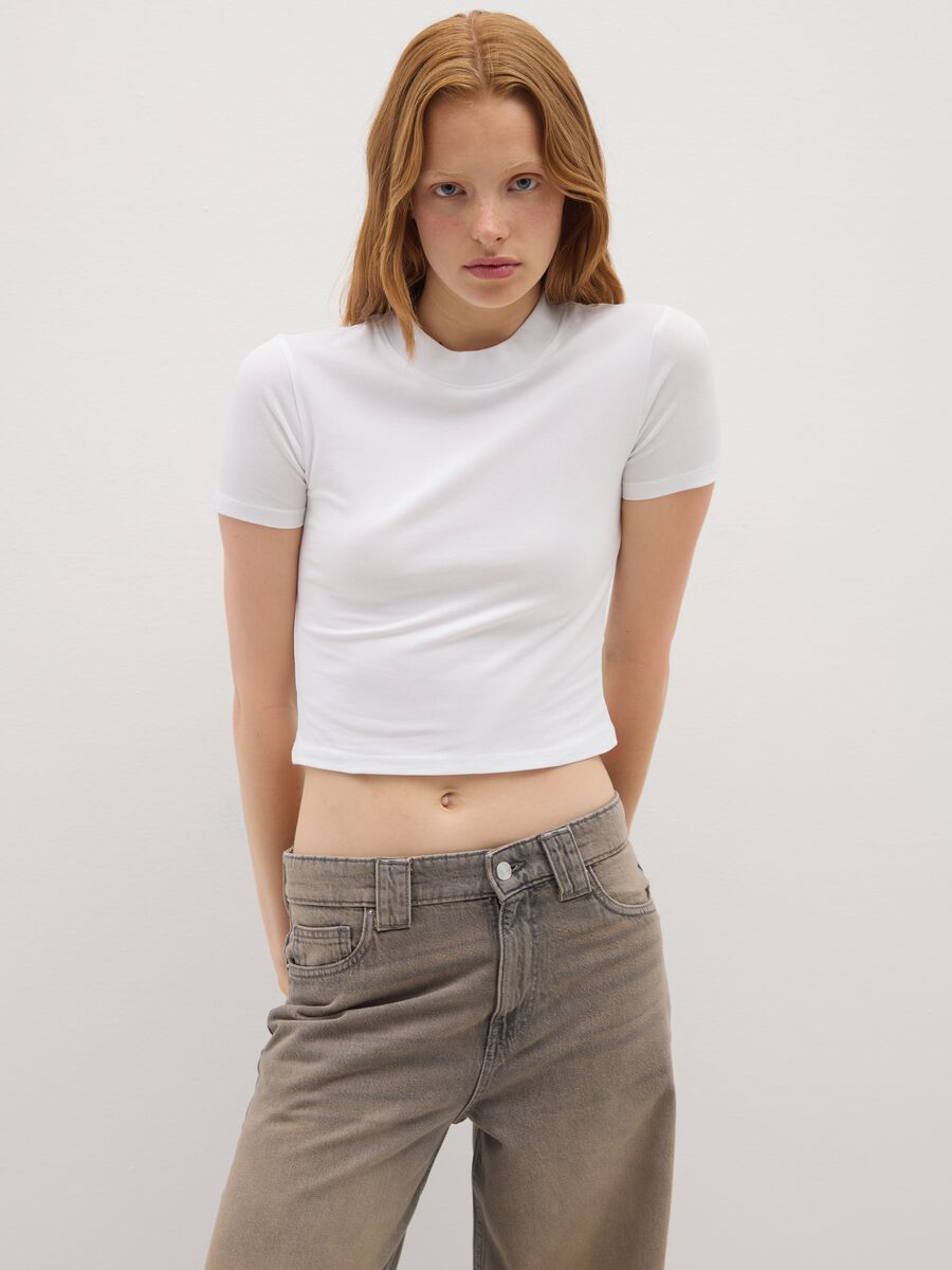 White women's stretch cotton T-shirt_0