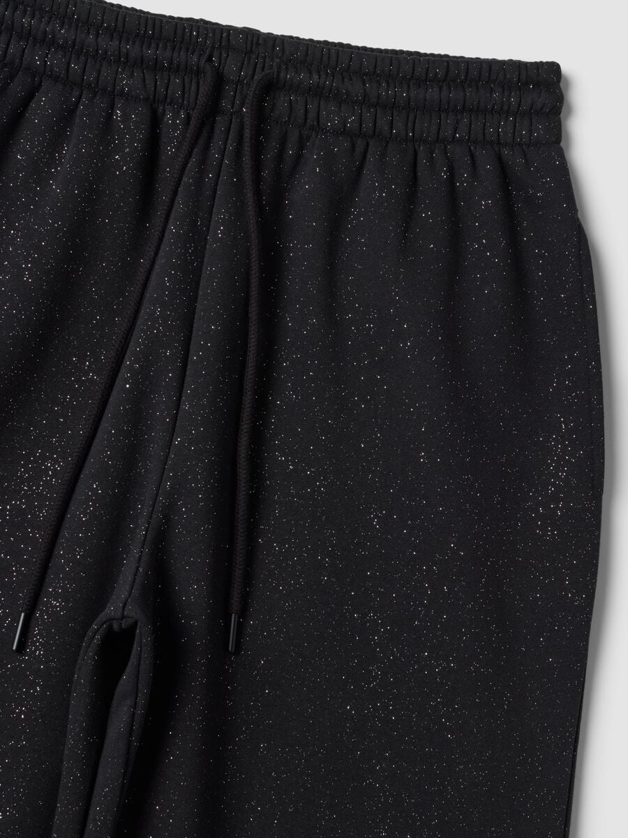 Black wide-leg cotton-blend trousers with lurex_1