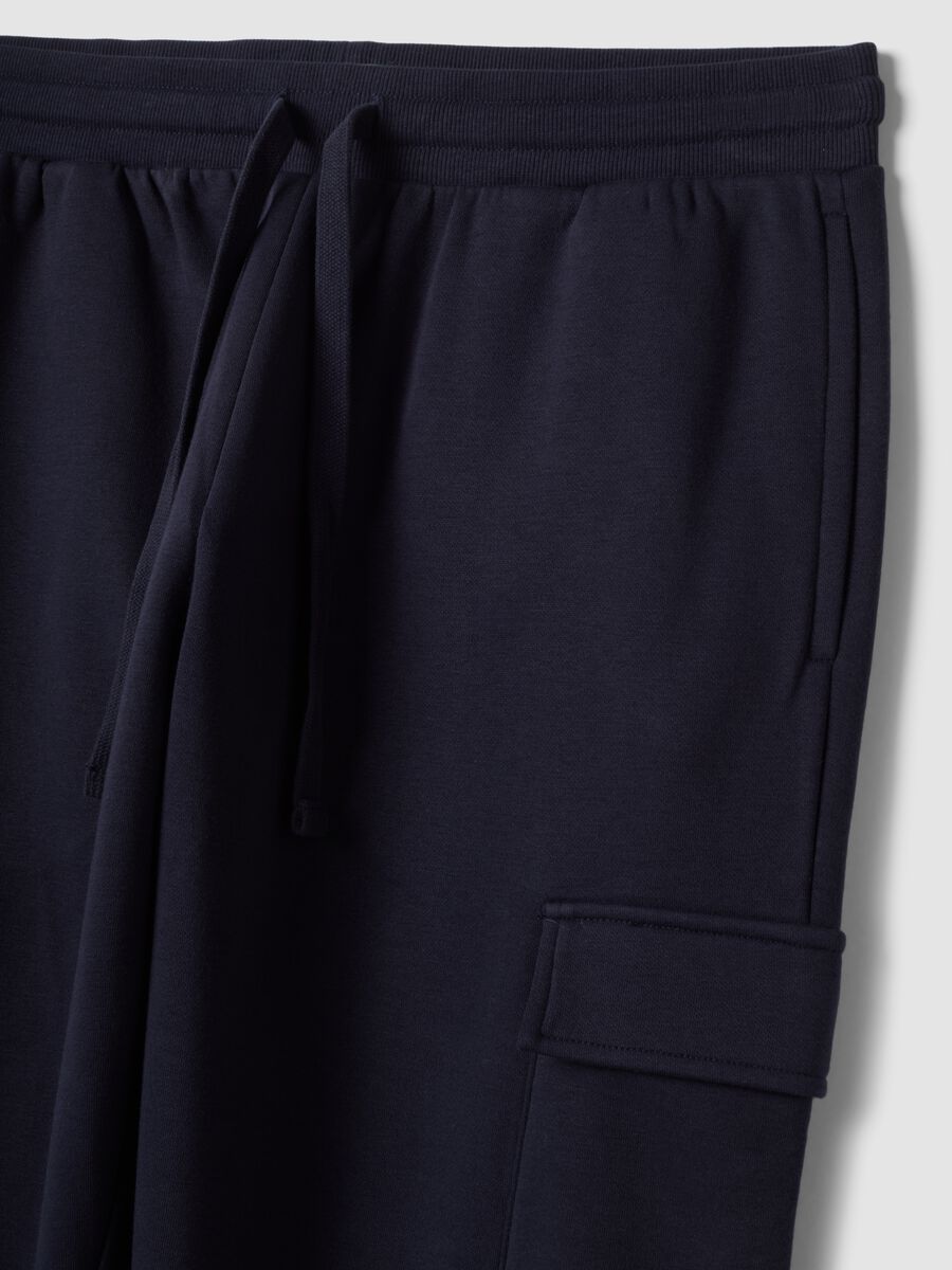 Pantaloni jogger cargo blu in misto cotone con coulisse regular fit_1
