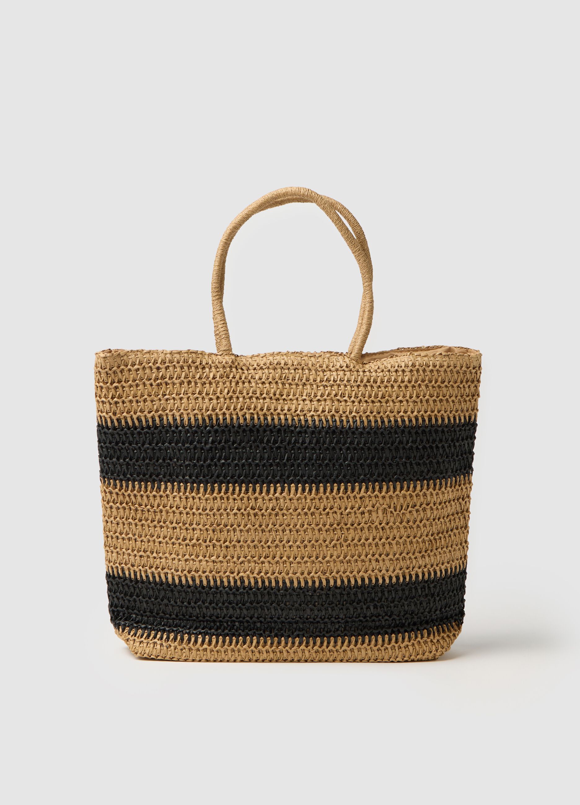 Textile Paper Striped Shopper Bag Ovs