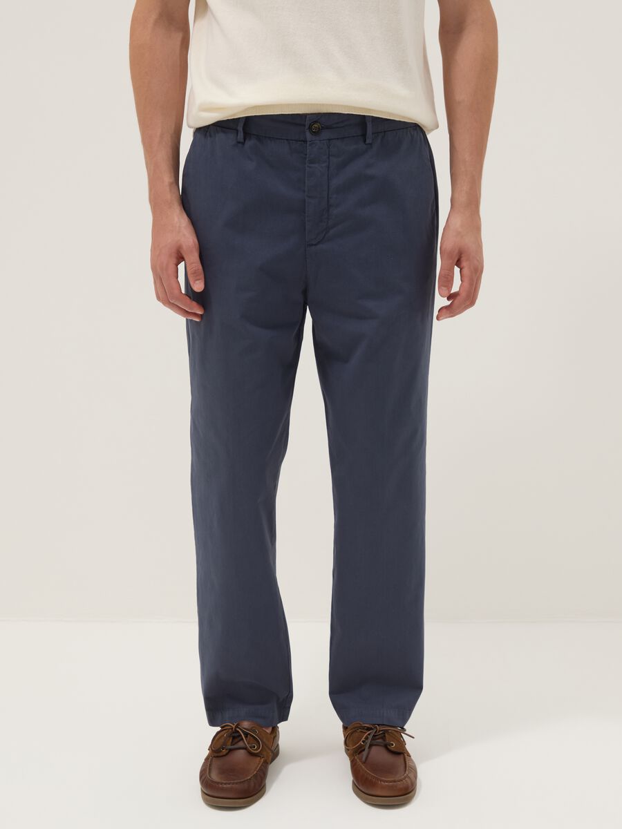 Blue pure cotton carrot-fit chinos_1