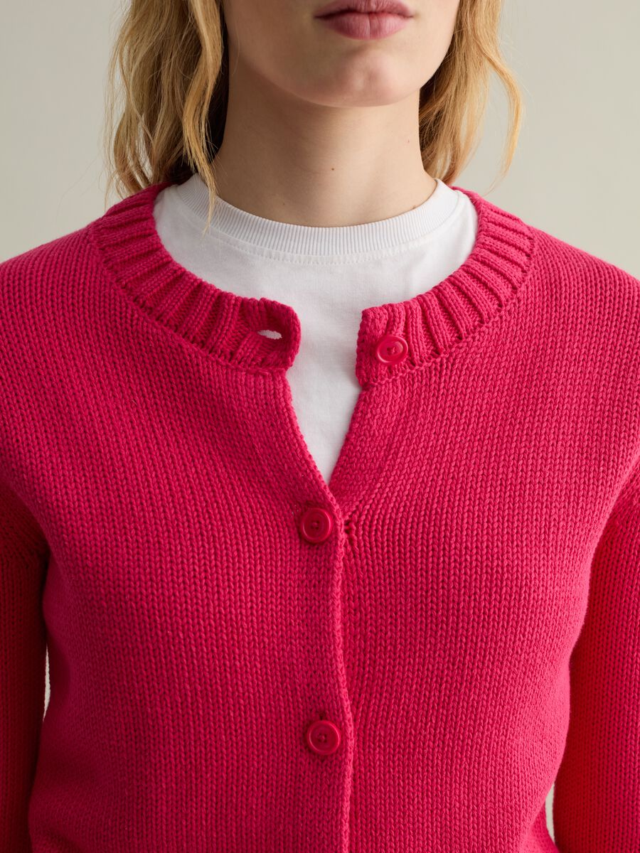 Cardigan with round neck in cotton_3
