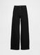Black wide leg stretch cotton trousers_6
