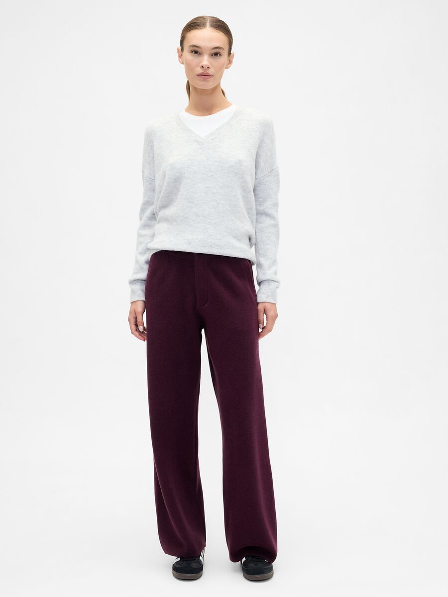 Women's Purple Cotton Blend Trousers_0