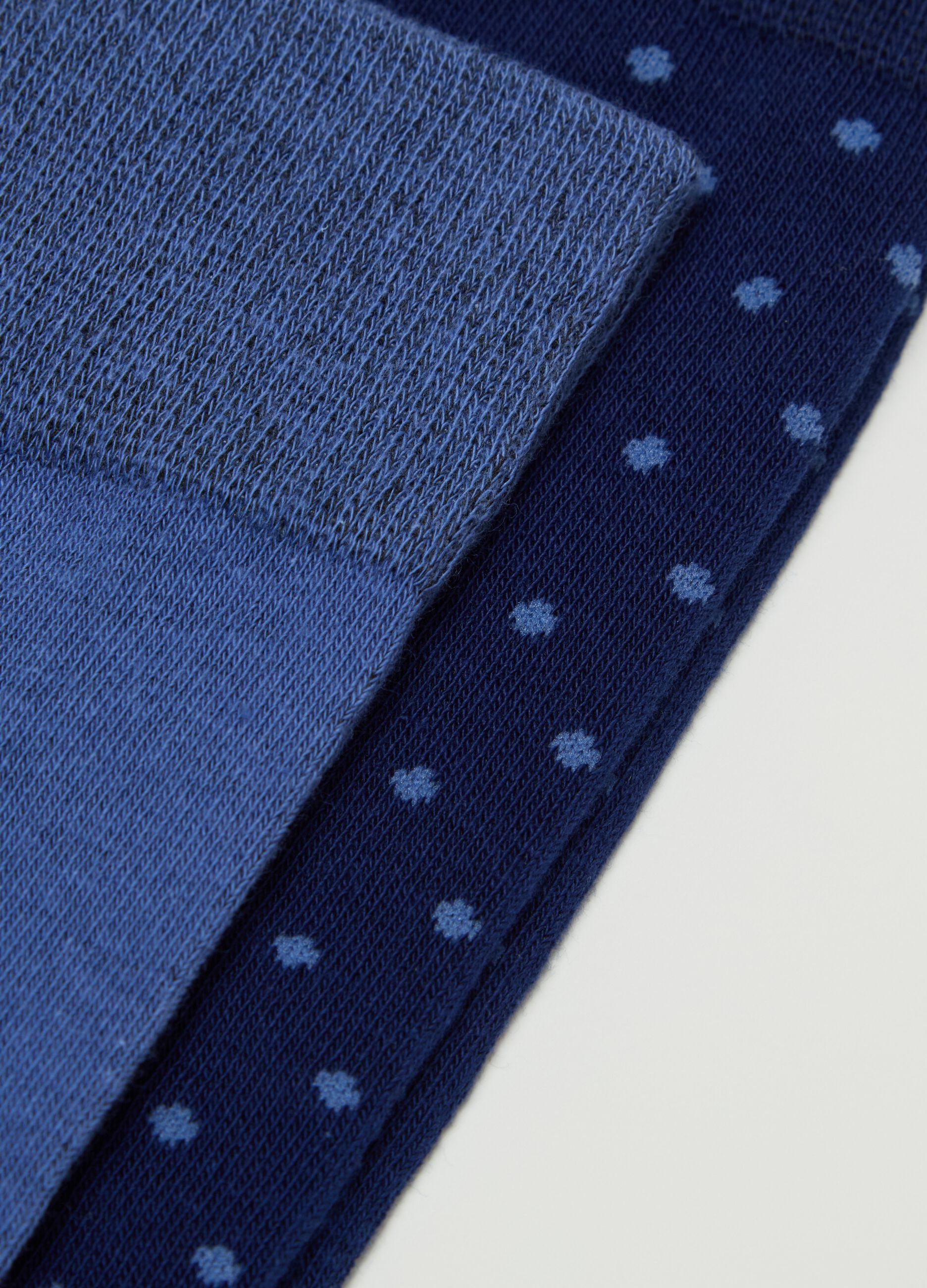 Five-pair pack long socks with stripes and polka dots pattern
