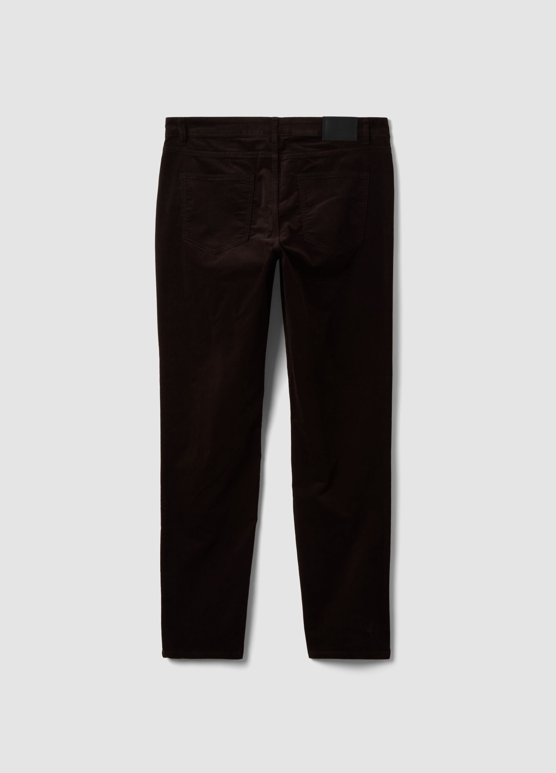 Brown five-pocket stretch cotton trousers