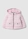 Pink padded regular fit jacket with hood for girls_0