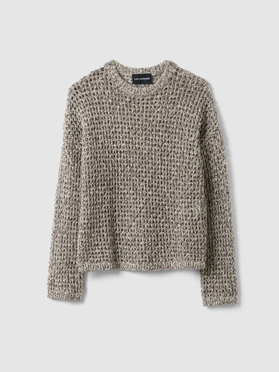 Multicolour cotton blend regular fit pullover with knitted design_4