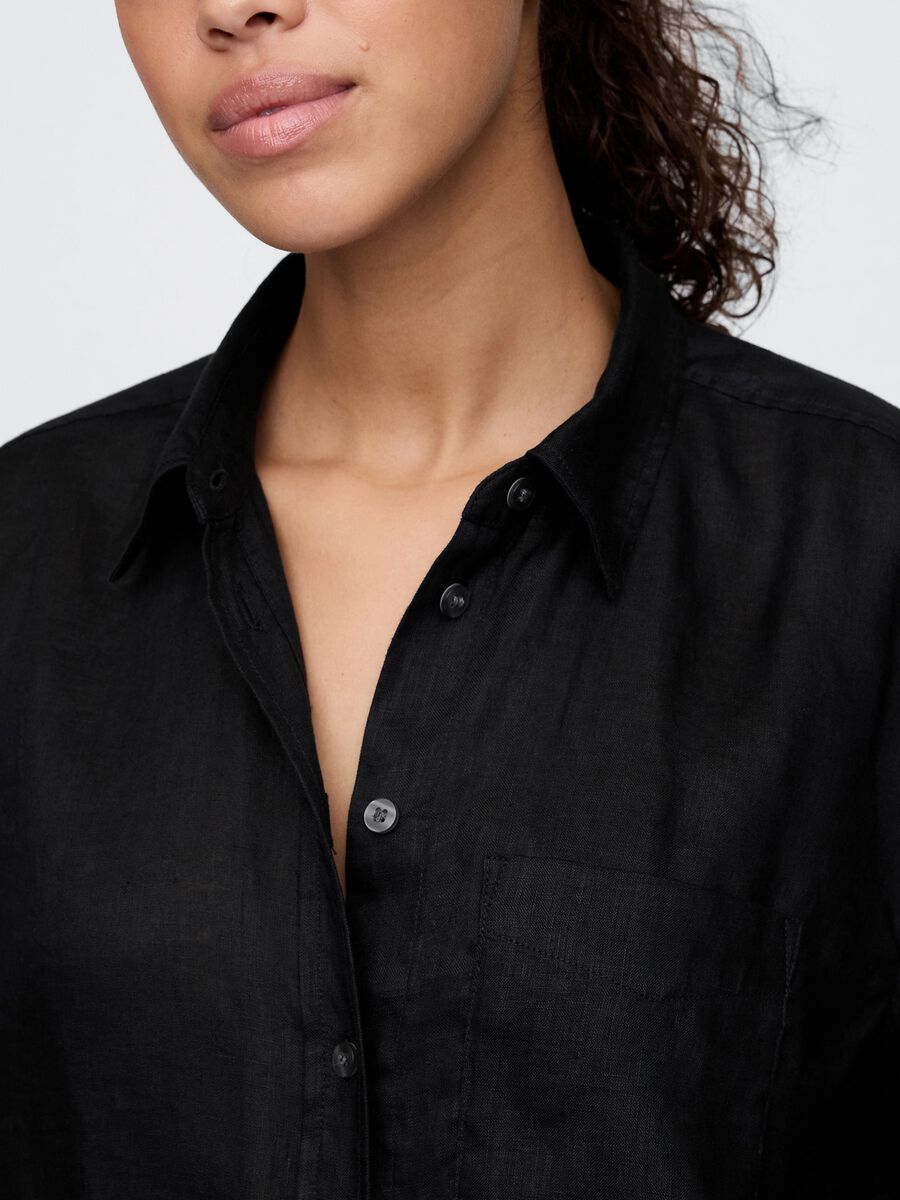 Wide black shirt in 100% linen_3