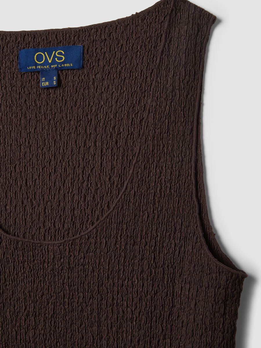 Brown textured stretch vest top_1