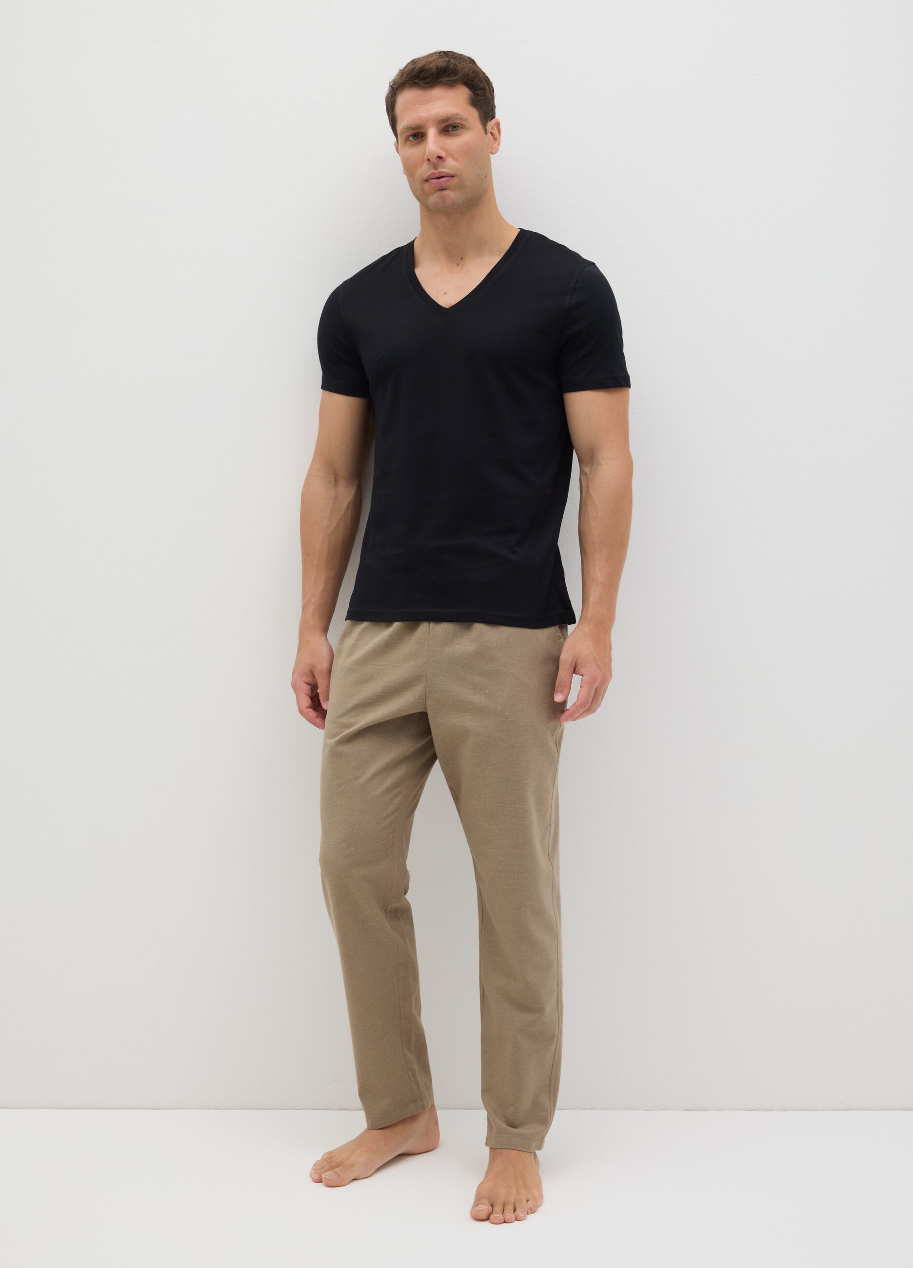 Men's T-shirt in pure black cotton regular fit