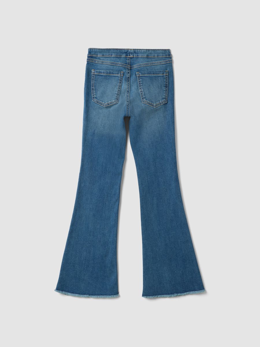 Jeggings blu flare in cotone e viscosa elasticizzata per ragazza_5