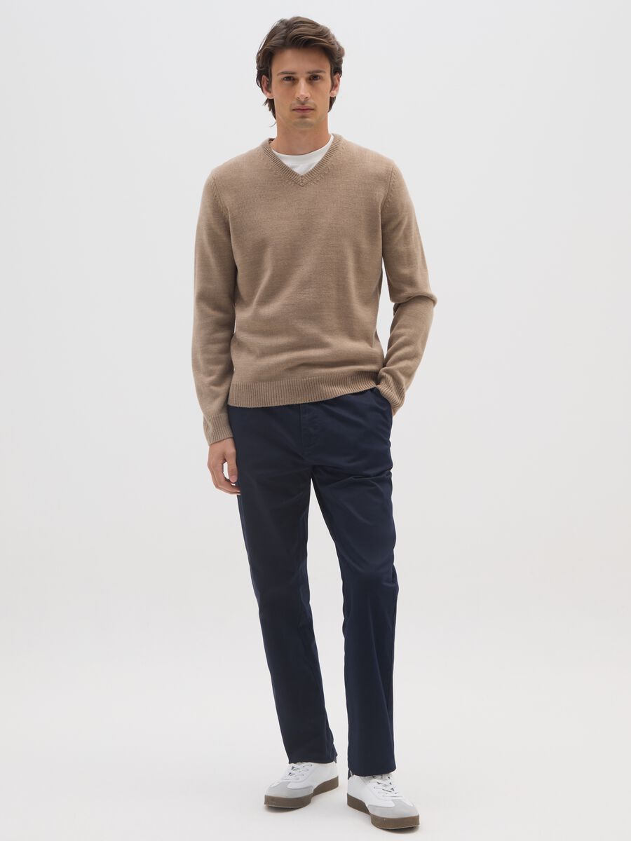 Beige V-Neck Sweater_1