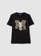 Black pure cotton regular fit t-shirt with Minnie and leopard print_4