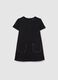 Black regular fit girl's dress with short sleeves and crew neck_0