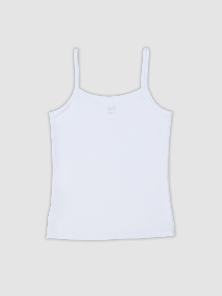Canottiera bianca in tessuto elasticizzato con girocollo regular fit_2