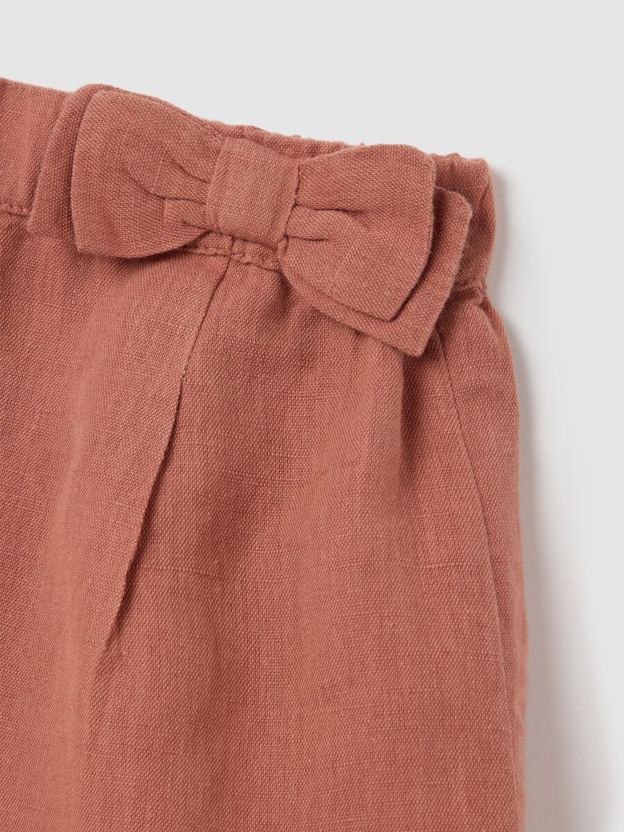 Summer set with cotton and linen ruffles for girls_3