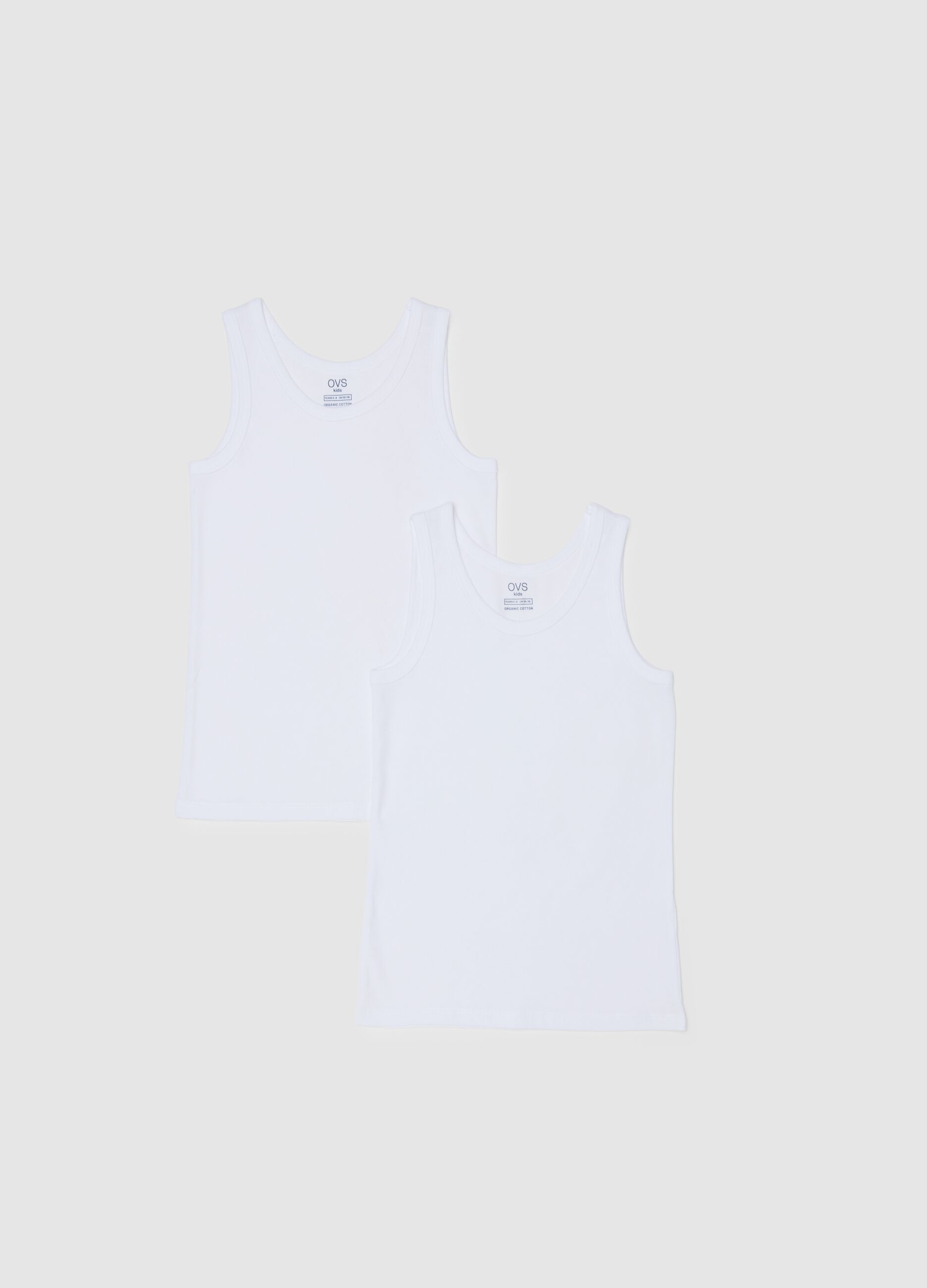 Pack of two white children's vests in pure cotton regular fit