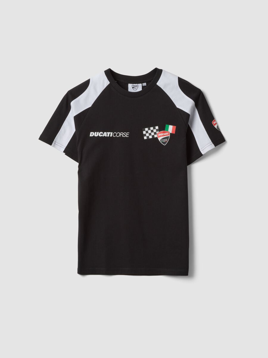 T-shirt nera in misto cotone a maniche corte per ragazzo relaxed fit_0