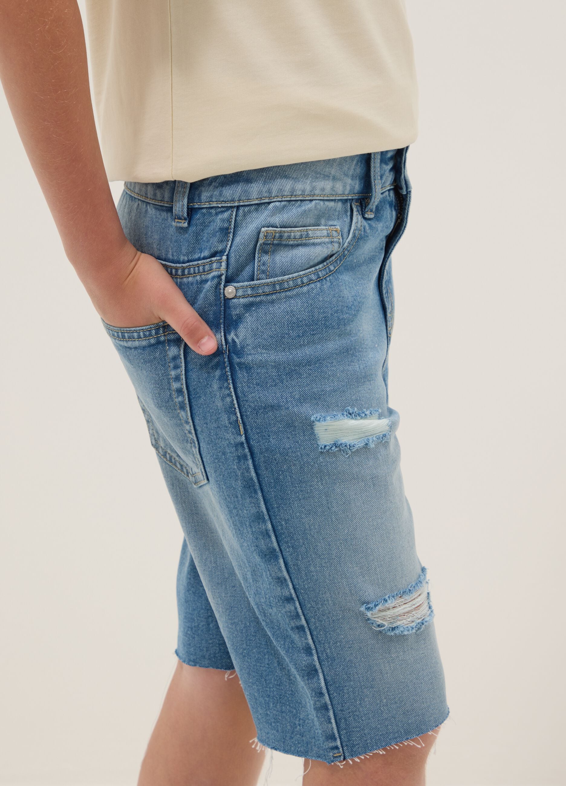 Blue regular-fit denim shorts for boys