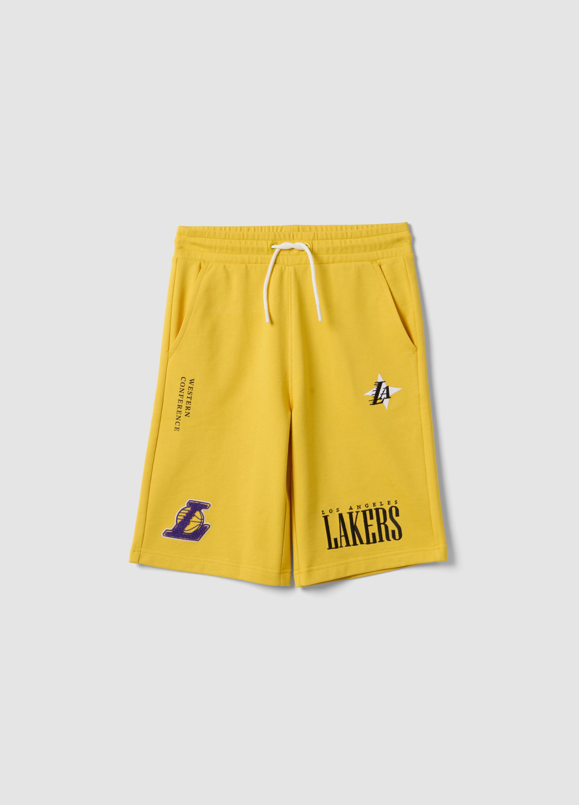 Yellow cotton-blend shorts