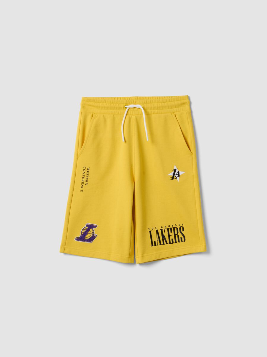 Yellow cotton-blend shorts_0