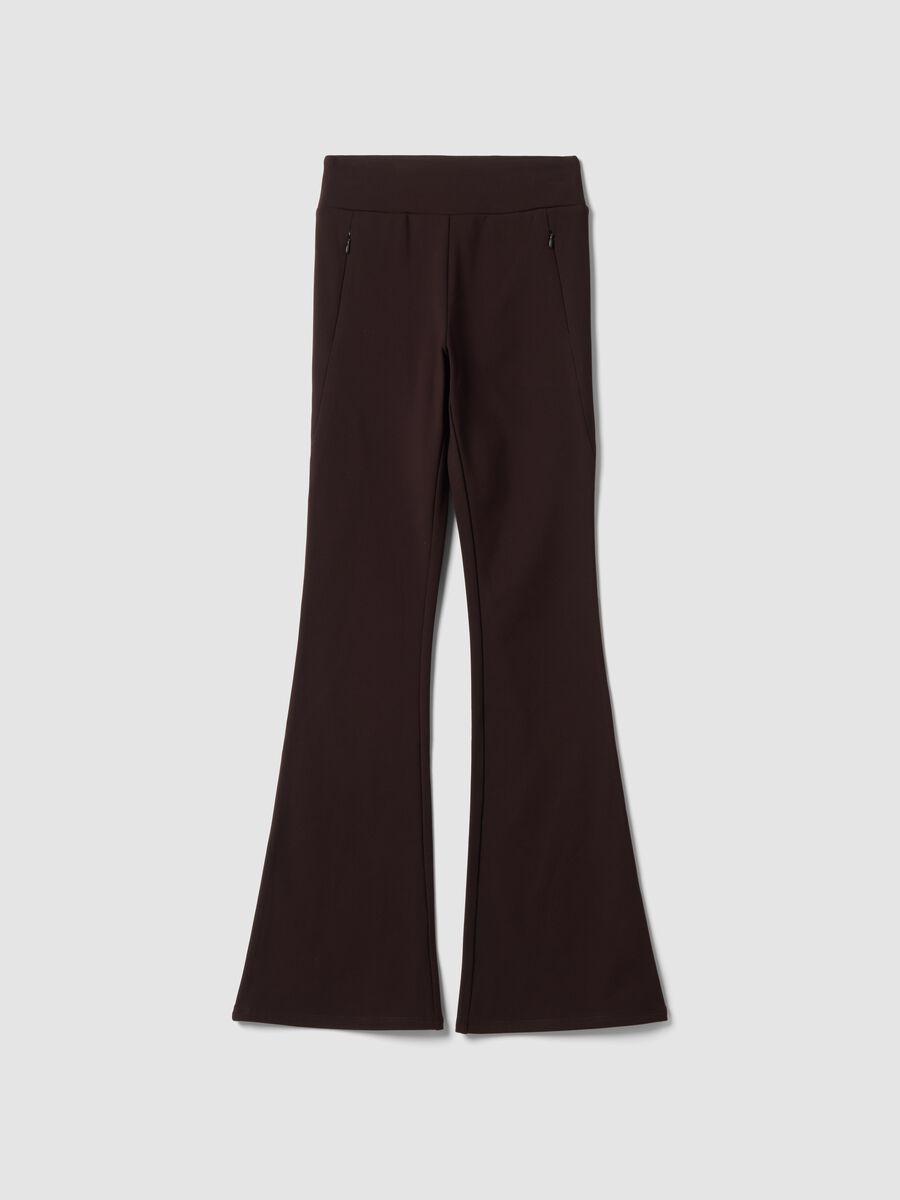 Pantaloni marroni flare in tessuto elasticizzato ALTAVIA STUDIO_5
