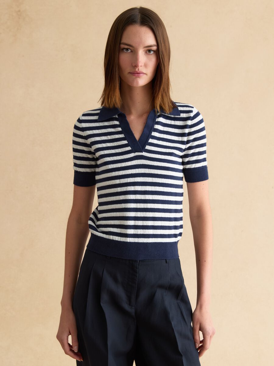 Maglione in misto cotone a righe multicolor regular fit_1