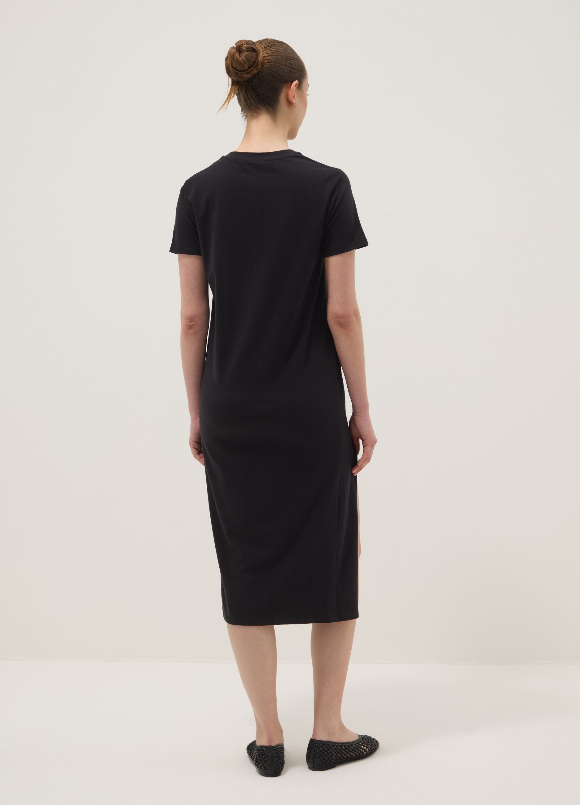 Black maxi dress in stretch cotton