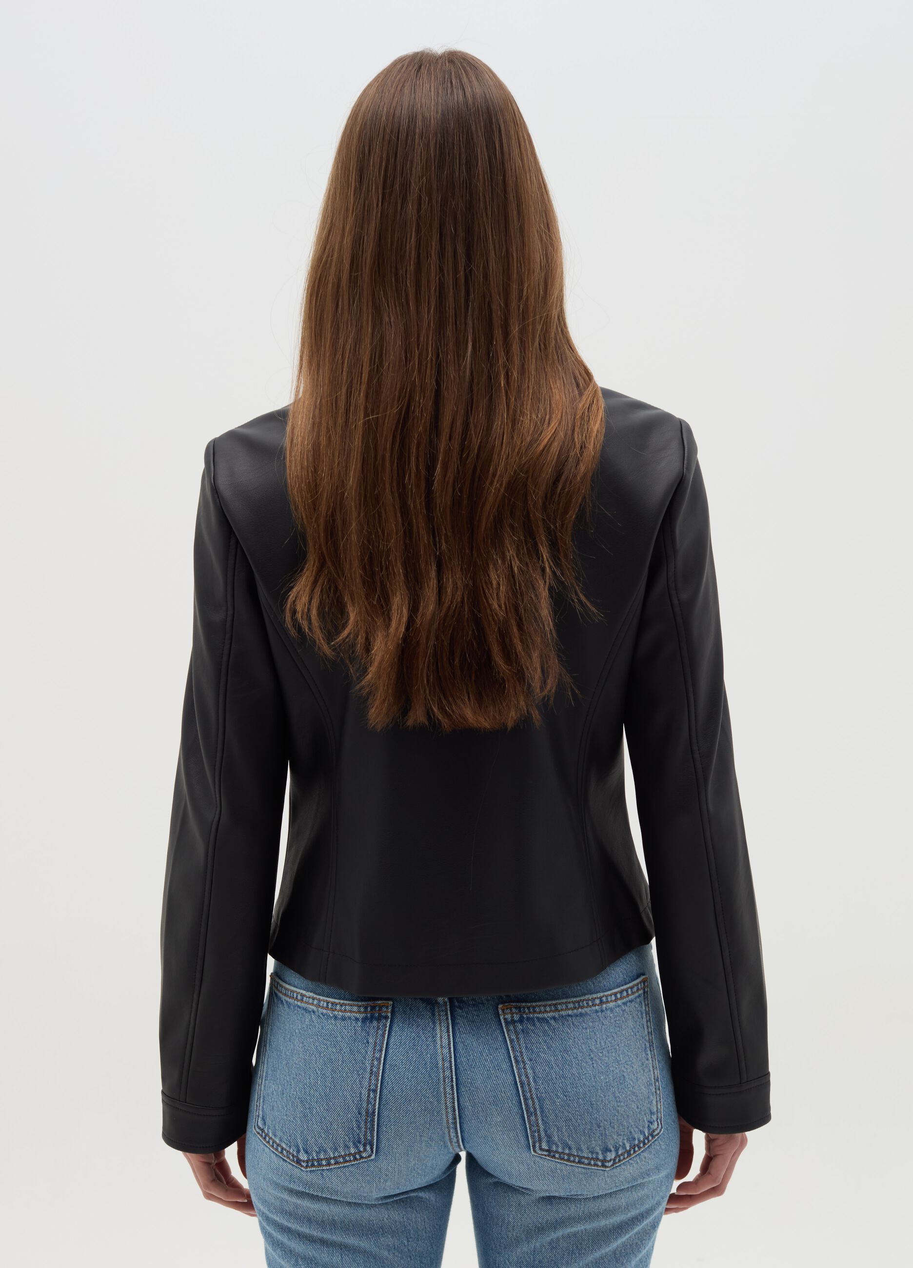 Giacca corta full-zip effetto lucido