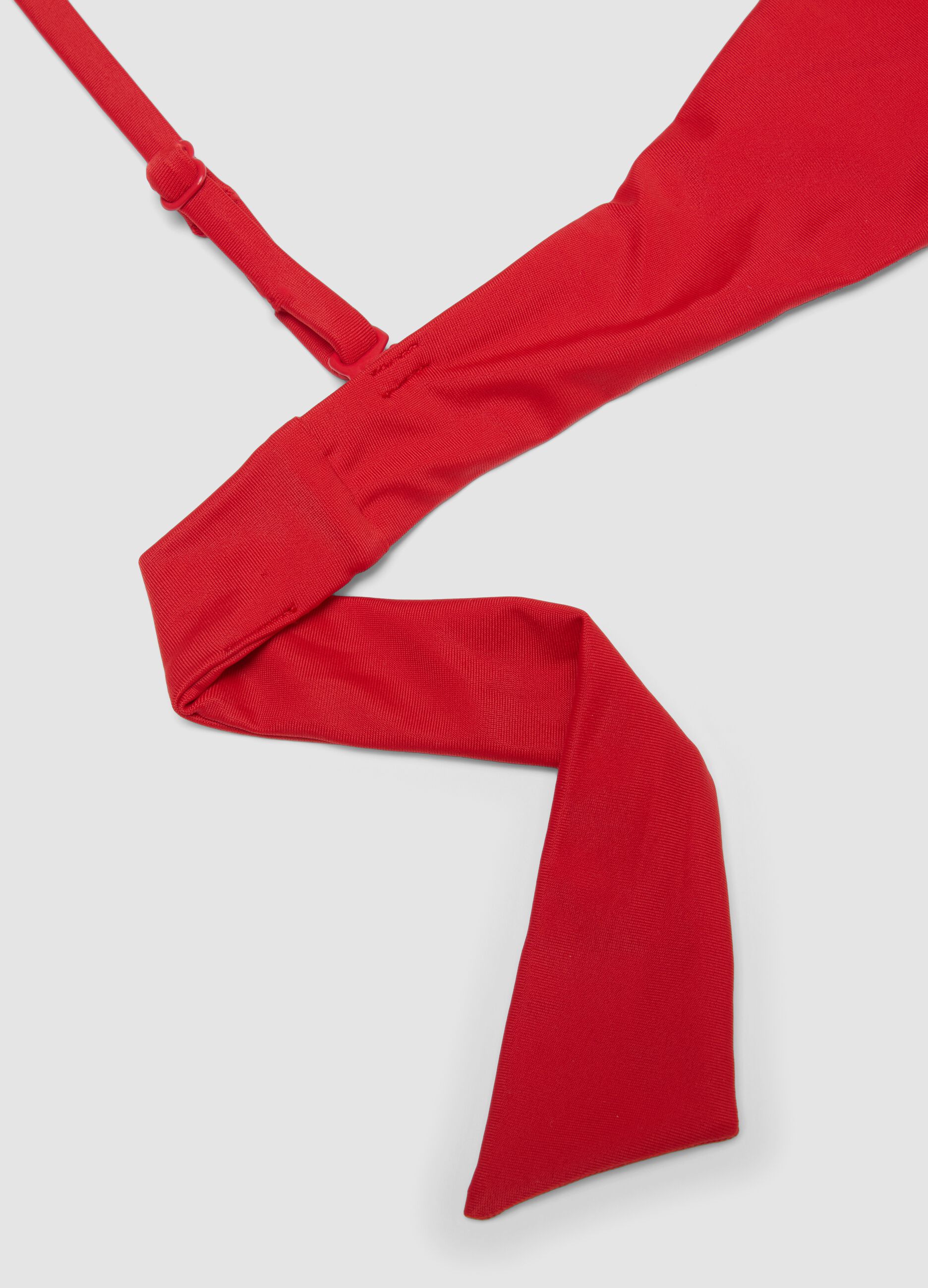 Red bandeau bikini top in stretch fabric